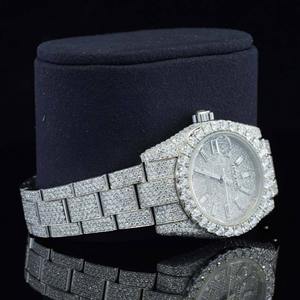 Montre entièrement sertie de diamants avec mouvement automatique japonais, montre en diamant HPHT cultivé en laboratoire pour hommes, montre automatique de luxe avec date - Product Image 2