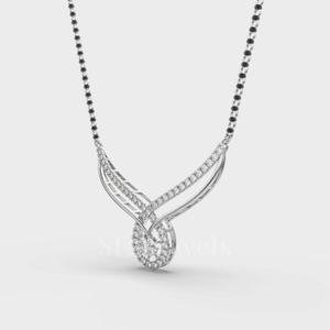 Flora Diamond Drop Mangalsutra Trendy Floral Design Cadena de cuentas de plata para Bodas de Stonewels - Product Image 6