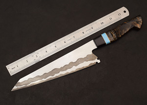 Vente en gros de commandes en vrac personnalisées OEM ODM couteau de cuisine de chef à manche en résine et lame en acier faite à la main avec couteaux de chef en bois - Product Image 2