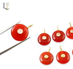 Pendentif en argent sterling 925 avec incrustation de zircon et pierre précieuse ronde en cornaline naturelle, charmes pour la création de bijoux tendance - Product Image 6