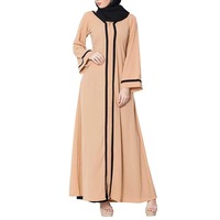 Abaya Femme Légère Style Turc en Polyester, Col en V, Manches Longues, Longueur Cheville, Infroissable et Respirante – Meilleure Vente