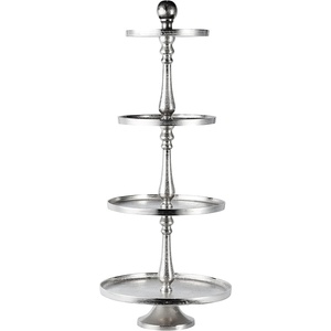 Support à gâteau en métal élégant et robuste à 4 niveaux, plaqué nickel, parfait pour les mariages, les fêtes et les présentations de desserts, durable - Product Image 1