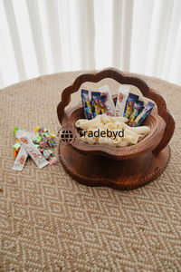 Panier à fruits secs en bois fait main de qualité supérieure, moderne, écologique, pour servir des collations et offrir en cadeau, Tradebyd - Product Image 3