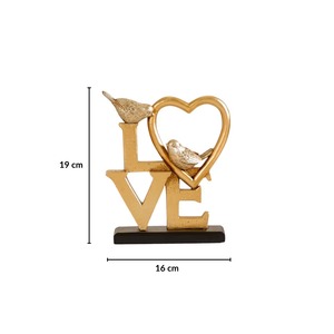 Centre de table romantique en forme de cœur d'oiseau plaqué or de luxe, pièce maîtresse pour le salon, le bureau, cadeau, décoration - Product Image 3