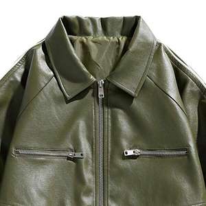 Veste en cuir enduite pour homme, nouvelle mode, col montant, en cuir de vache, à capuche, coupe-vent, pour l'automne 2026 - Product Image 5