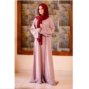 Tendance Volant avec Ceinture Design Abaya Polyester Turc EID Modeste Vêtements Islamiques Dubaï Élégant Polyester Noir Moderne Abaya - Product Image 3