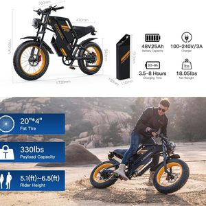 Bici elettrica per adulti con telaio in alluminio 12V 70Ah batteria al litio 1500-3000W motore 93-145 miglia 31-37, 5mph - Product Image 4