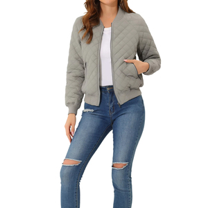 Chaqueta Bomber de Punto para Mujer, Nueva Moda de Invierno, Cálida, con Cuello Alto, Manga Larga, Cierre de Cremallera, Tela Transpirable, Técnicas de Impresión, Bolsillos - Product Image 4