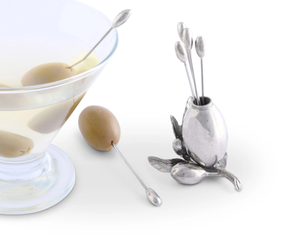 Lot de 6 pics de fourchette en métal en forme d'olive en laiton AK en finition nickel pics de fourchette en aluminium faits à la main pour les accents de décoration de table - Product Image 2