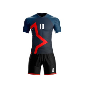 Fabricante Mayorista de Ropa Deportiva, Conjuntos de Uniformes de Fútbol de Malla Transpirable Estampada con Técnicas de Pedrería, 100% Poliéster - Product Image 2
