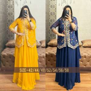 ชุดเดรสเจ้าสาวแบบดั้งเดิมทำจากกระจกสำหรับผู้หญิงชุดเดรสแต่งงานลาย pooja lehenga choli ชาติพันธุ์อินเดีย - Product Image 3