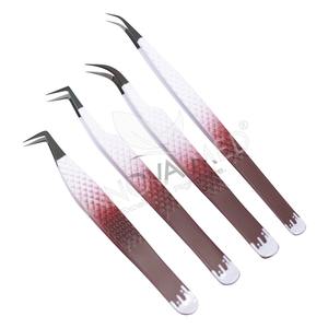 Dernière vente chaude pince à cils droite et incurvée pince à épiler beauté professionnelle à la main diamant poignée extension de cils pince à épiler - Product Image 2