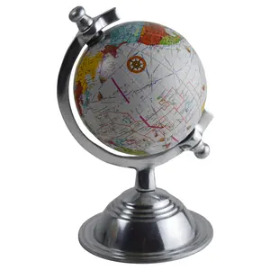 Globo terráqueo educativo, modelo del mundo, mapa de bolas de plástico con base de Metal y plata