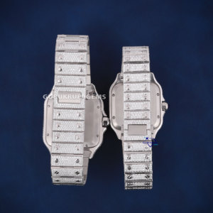 Lujosos relojes de pulsera para parejas de alta calidad Iced Out Hip Hop Moissanite Diamond Reloj mecánico de acero inoxidable - Product Image 5