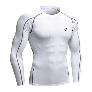 Camisas de compresión de hombre de manga larga de color personalizado de alta calidad con logotipo personalizado de características transpirables a precio barato - Product Image 1