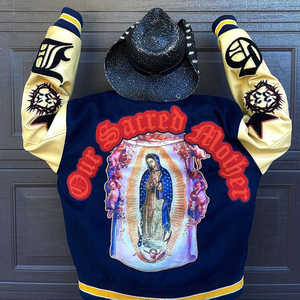 Parches bordados de chenilla personalizados Chaqueta bomber de lana con letras de béisbol Varsity de invierno para hombres Variedad de hip hop - Product Image 6