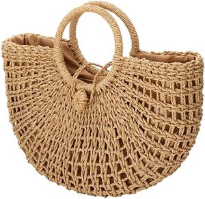 Sac fourre-tout en paille pour femmes grande capacité Shopping fourre-tout bohème sac à bandoulière voyage sac de plage avec doublure OEM - Product Image 2