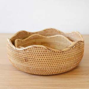 Panier de rangement en rotin à bords festonnés pour étagère de garde-manger, essentiels pour le rangement de cuisine - Product Image 5