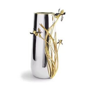 Antique Finish <b>Metal</b> Vase Rustic Floral Holder Elegant Home Decor Accent For Table And <b>Shelf</b> Display - Product Image 5