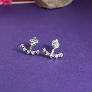 Boucles d'oreilles pendantes en forme de cœur en argent 925 plaqué or rose tendance avec zircone cubique - Product Image 3