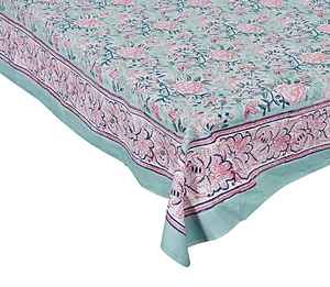 Mantel redondo con estampado de bloques de mano de algodón Floral para comedor y fiestas, regalo de Navidad, decoración del hogar a la moda - Product Image 1