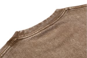 T-shirts pour hommes surdimensionnés en jersey 100% coton 240 g/m² respirant, lavés à l'acide, délavés au soleil, style vintage, col rond, vierges - Product Image 4