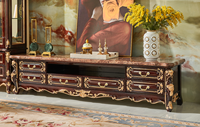 953 #   Ensemble de meubles de salon de style européen, cadre en bois massif, sculpté à la main, cuir véritable, durable, pour hôtel/villa