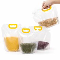Sac de transport d'urgence en plastique haute barrière 5L avec poignée, fond extensible et bec verseur, pour eau et céréales