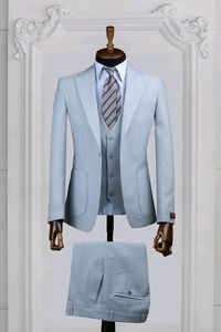 ชุดแต่งงาน3ชิ้นของผู้ชายที่สง่างาม2024มีซิปขนาดใหญ่เข้ารูปสีพื้นระบายอากาศได้ดี - Product Image 2