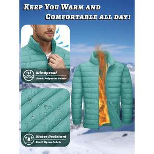 Custom Logo Quilted Winter Puffer <b>Jacket</b> Stand Collar High Street Style Windbreaker Bomber with <b>Light</b> Outdoor Features - Product Image 4