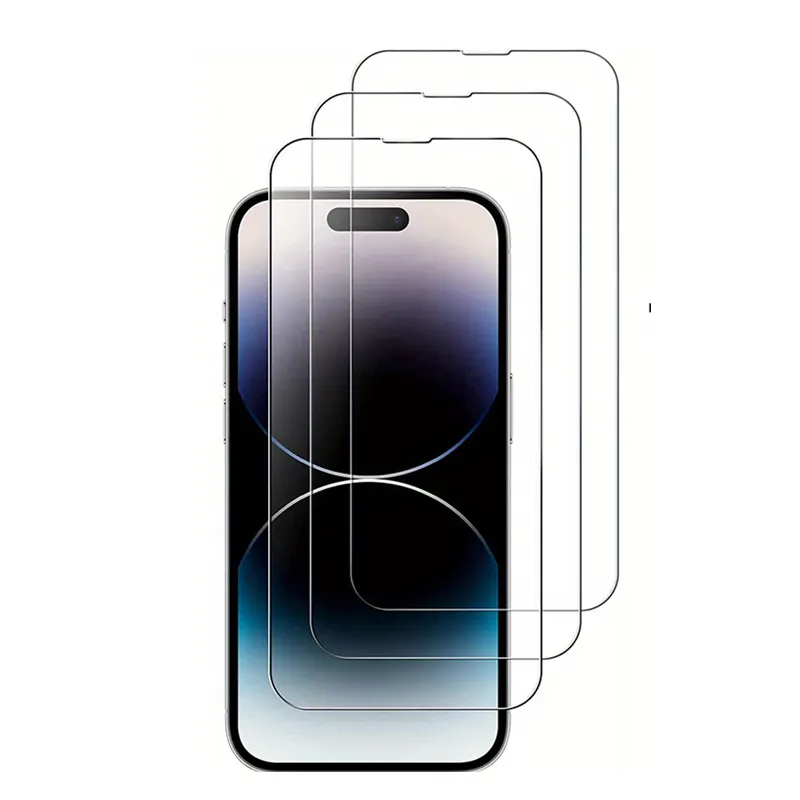 Pelindung layar kaca Tempered untuk iPhone 15 Pro Max perlindungan Sensor, pulau dinamis kompatibel, 9H kaca Tempered Film