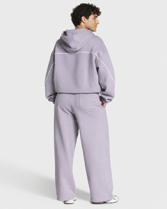 Conjunto de chándal con capucha oversize al por mayor, de color liso, corte holgado, top de manga larga y pantalones de pierna ancha, estilo streetwear - Product Image 2