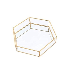 DECORATIVE <b>HEART</b> SHAPE DESIGN CUSTOMIZED HANDMADE GLASS ALUMINIUM GOLD COLOR DECORATIVE TRAY for HOTEL SUPPLIES CHRISTMAS - Product Image 2