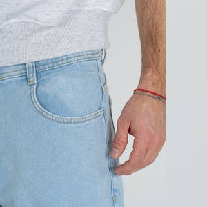 Jean baggy pour homme, coupe ample, style vintage délavé, avec logo personnalisé, en denim de coton, noir, bleu, délavé, streetwear - Product Image 5