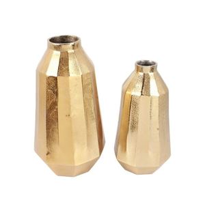 New Design Handcrafted Aluminium Flower <b>Vase</b> With Natural Brass Finishing Custom Made Home and Garden Decoration ( Set of 2 ) - Product Image 6