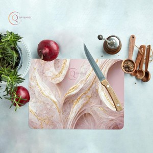 Lujoso bloque de corte de mármol clásico Atractivo oro y Rosa Utensilios de cocina y vajilla hechos a mano Bloque de corte - Product Image 4