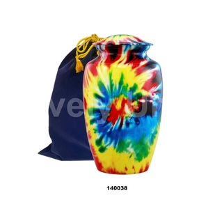 Urna de cremación para adultos de aluminio grande multicolor única para cenizas humanas con bolsa de terciopelo gratis - Product Image 1