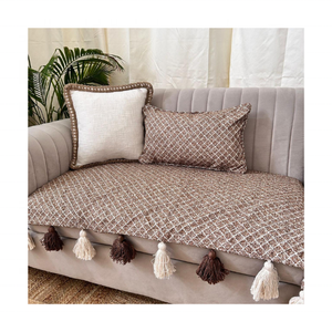 Manta de lana tejida multicolor con estampado de bloques azules personalizada, manta certificada GOTS para sala de estar, dormitorio, artículo de decoración suave y cómodo - Product Image 6