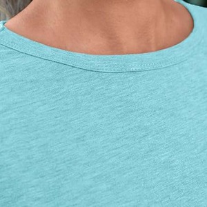 Camisetas de Punto Ligeras de Manga Corta con Cuello Redondo para Mujer, Ecológicas, a la Moda, Lisas, Teñidas, con Estampado Digital, de Secado Rápido - Product Image 5