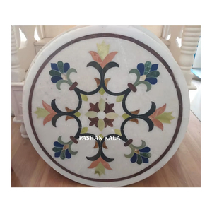 Diseño Único en Mármol Blanco Pulido de la Mejor Calidad, Tablero de Mesa con Incrustaciones de Mármol, para Decoración del Hogar - Product Image 1