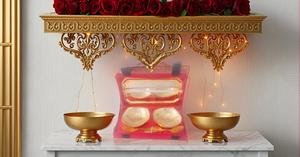 ชุดถาดรองชามทองเหลืองพร้อมช้อนชุด5ชิ้นถาดสลักลายราชวงศ์อินเดียพร้อมกล่องบรรจุของขวัญสำหรับตกแต่ง - Product Image 5