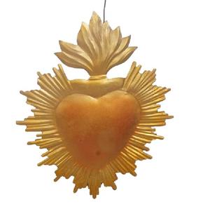 Ornement suspendu en forme de coeur or et argent Décoration de fête de festival en métal et fer fabriquée à la main pour Noël - Product Image 3