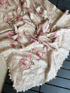 Boutique indienne dernière élégante blanche fantaisie saree Tussar soie tissu exclusif sari Blouse vêtements ethniques tendance femmes vêtements - Product Image 6