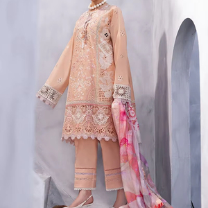 Robes indiennes pakistanaises pour femmes vêtements de fête concepteur pelouse Shalwar Kameez Duppata costumes d'été trois pièces costume de pelouse pour les filles - Product Image 1