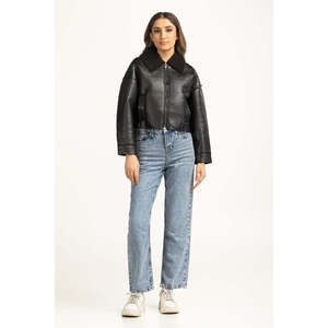 Chaqueta de Piel de Oveja Sintética Cortavientos para Mujer WM-JKT-WS24-025 Temporada de Otoño Tallas Grandes 3XL 5XL con Ribete de Piel y Spandex - Product Image 4