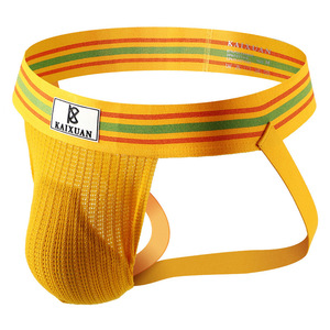 Venta al por mayor OEM logotipo personalizado Arco Iris rayas deporte <span class=keywords><strong>Ropa</strong></span> interior hombres transpirable mezcla de nailon de alta calidad <span class=keywords><strong>Ropa</strong></span> Interior hombres suspensorio - Product Image 4