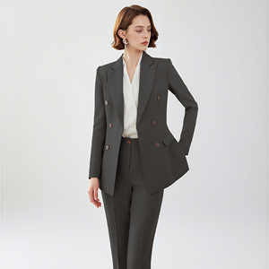 Thời Trang Thoải Mái Mềm Mại Màu Xám <span class=keywords><strong>Blazer</strong></span> Cho Phụ Nữ Đôi Ngực Đóng Cửa Tất Cả Các Mùa Thoáng Khí Spandex Văn Phòng Đảng Mặc - Product Image 2