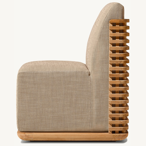 Armless <b>chair</b> furniture made of environmentally friendly teak <b>wood</b> with soft and fluffy cushions for outdoor use - Product Image 2