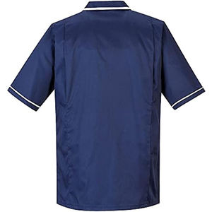 Vêtements d'hôpital pour hommes de haute qualité en gros, uniformes d'infirmière, hauts de blouse, col rabattu, bordure blanche, logo personnalisé, sans couture - Product Image 2