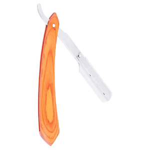 Maquinilla de afeitar de peluquero de borde recto para hombres y mujeres, mango de madera, afeitado de seguridad desechable perfecto con hoja intercambiable para cara y cuerpo - Product Image 2